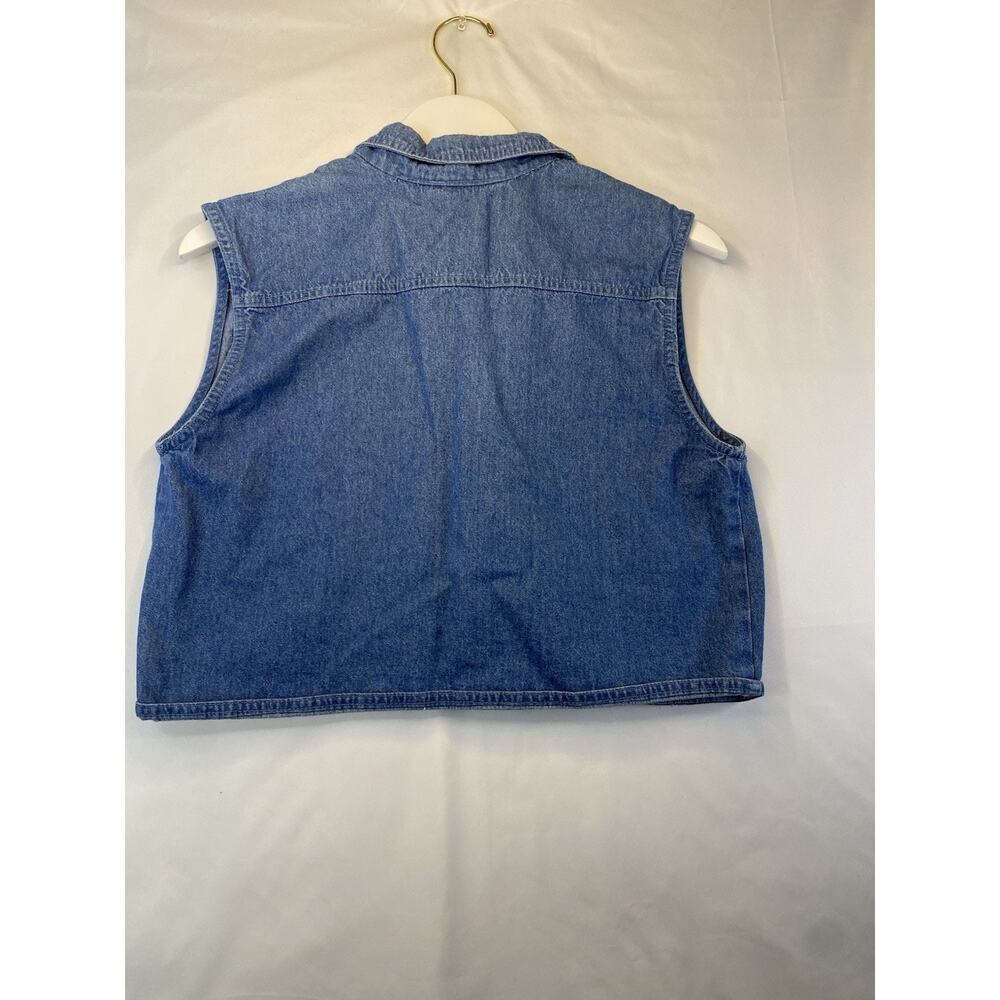 dfrank Vtg Y2K 90s BLue Floral Embroidered Button Vest Sleeveless Women's M - Picture 6 of 6